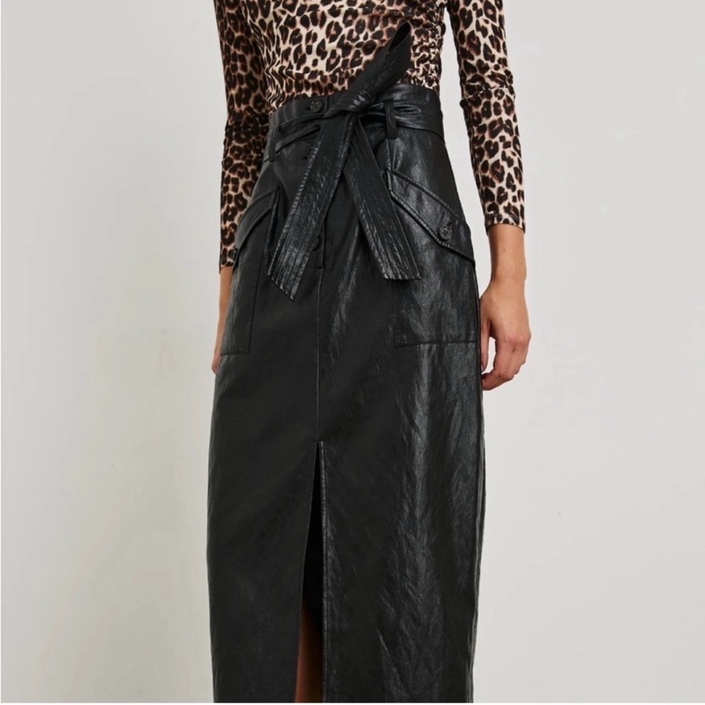 Rails Black Leather Pencil Skirt